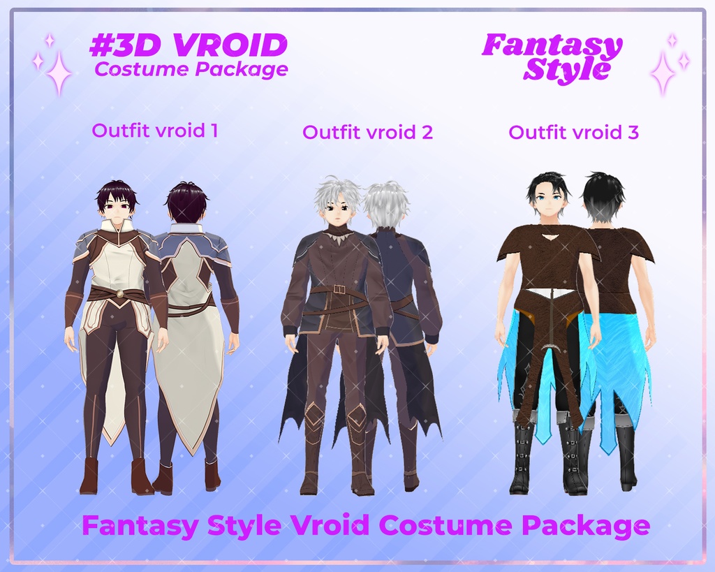 3D VRoid Outfit Pack Warrior & Adventurer Fantasy Clothes for VRoid Models | VRoid Clothes, VRoid Costume, VRoid RPG Fashion