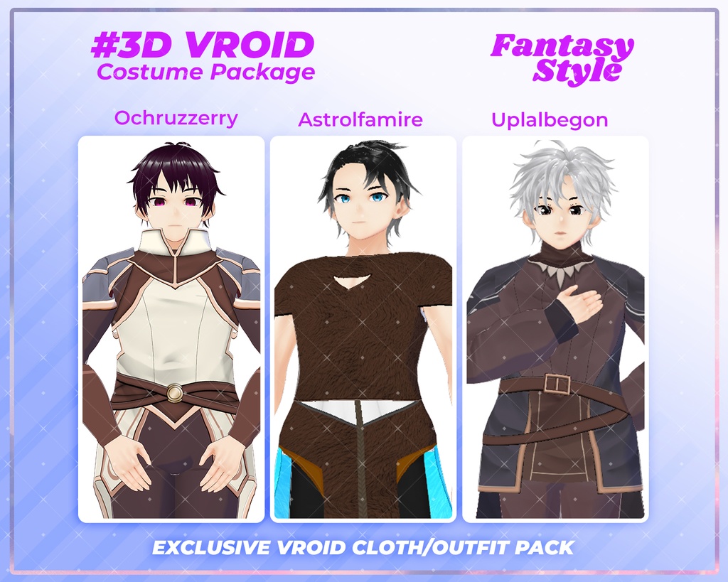 3D VRoid Outfit Pack Warrior & Adventurer Fantasy Clothes for VRoid Models | VRoid Clothes, VRoid Costume, VRoid RPG Fashion