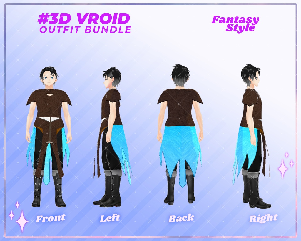 3D VRoid Outfit Pack Warrior & Adventurer Fantasy Clothes for VRoid Models | VRoid Clothes, VRoid Costume, VRoid RPG Fashion