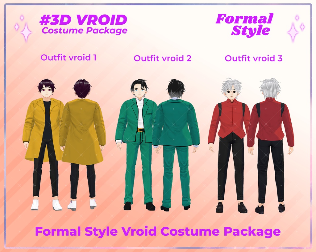 3D VRoid Outfit Pack Colorful Formal Fashion for VRoid Models | VRoid Clothes, VRoid Costume, VRoid Business Attire