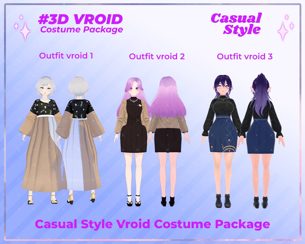 3D VRoid Outfit Pack Cozy & Stylish Casual Wear for VRoid Models | VRoid Clothes, VRoid Fashion, VRoid Everyday Outfit