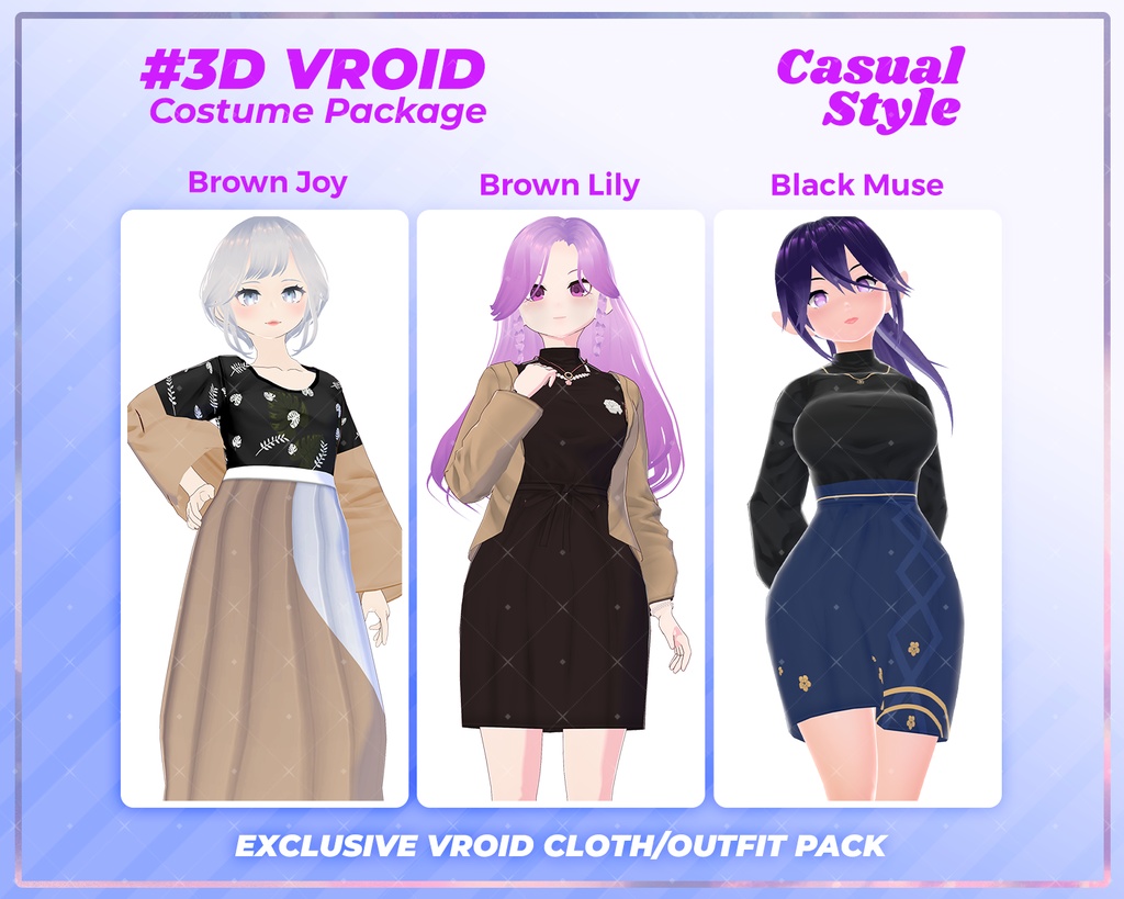 3D VRoid Outfit Pack Cozy & Stylish Casual Wear for VRoid Models | VRoid Clothes, VRoid Fashion, VRoid Everyday Outfit