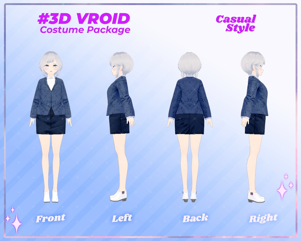 D VRoid Outfit Pack Elegant & Minimalist Casual Fashion for VRoid Models | VRoid Clothes, VRoid Everyday Wear, VRoid Chic Outfi