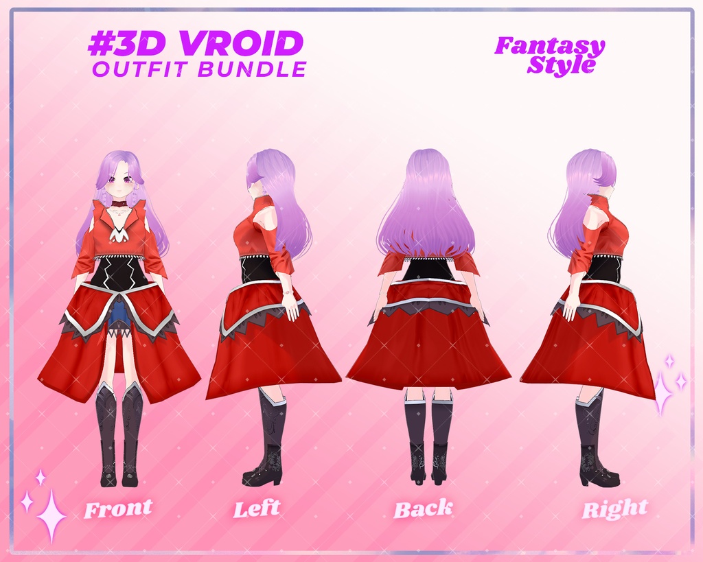 3D VRoid Outfit Pack Warrior & Enchanted Fantasy Dresses for VRoid Models | VRoid Clothes, VRoid Adventurer Fashion, VRoid RPG Outfit