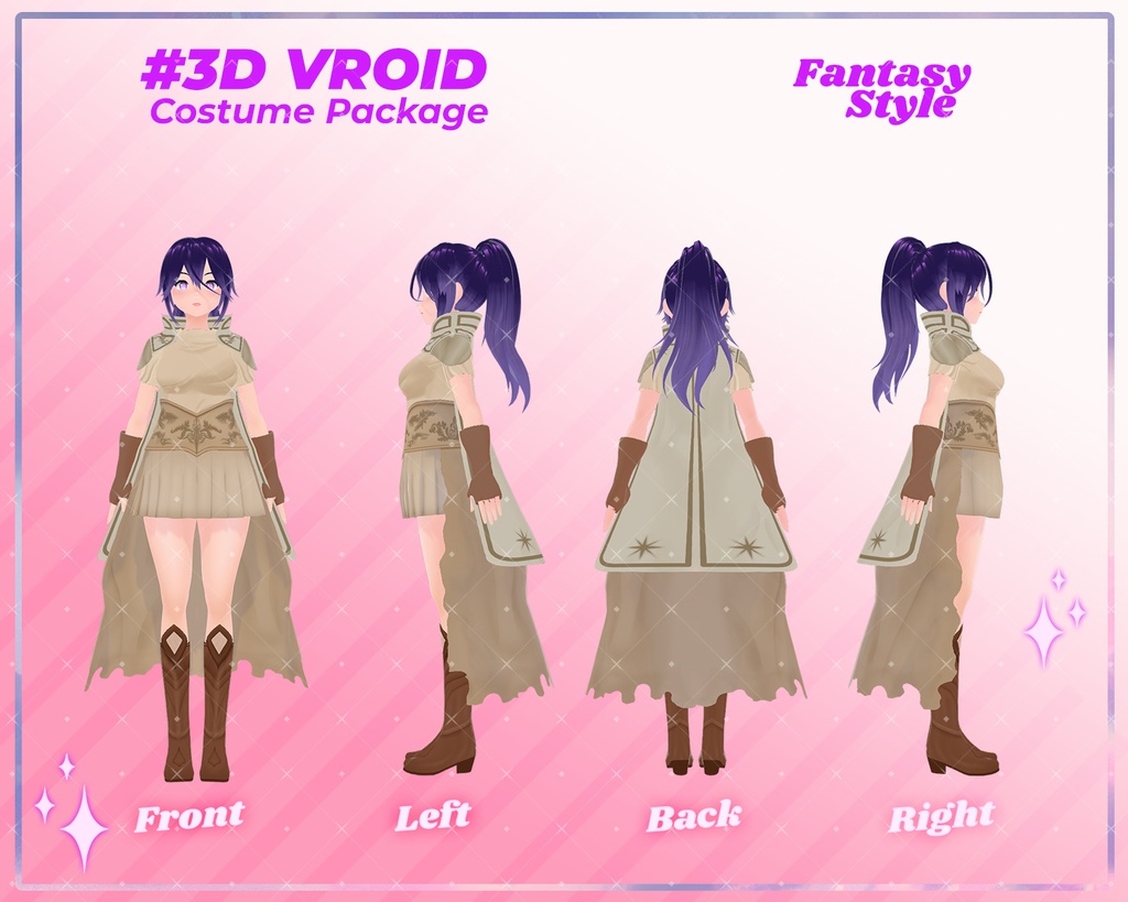 3D VRoid Outfit Pack Warrior & Enchanted Fantasy Dresses for VRoid Models | VRoid Clothes, VRoid Adventurer Fashion, VRoid RPG Outfit