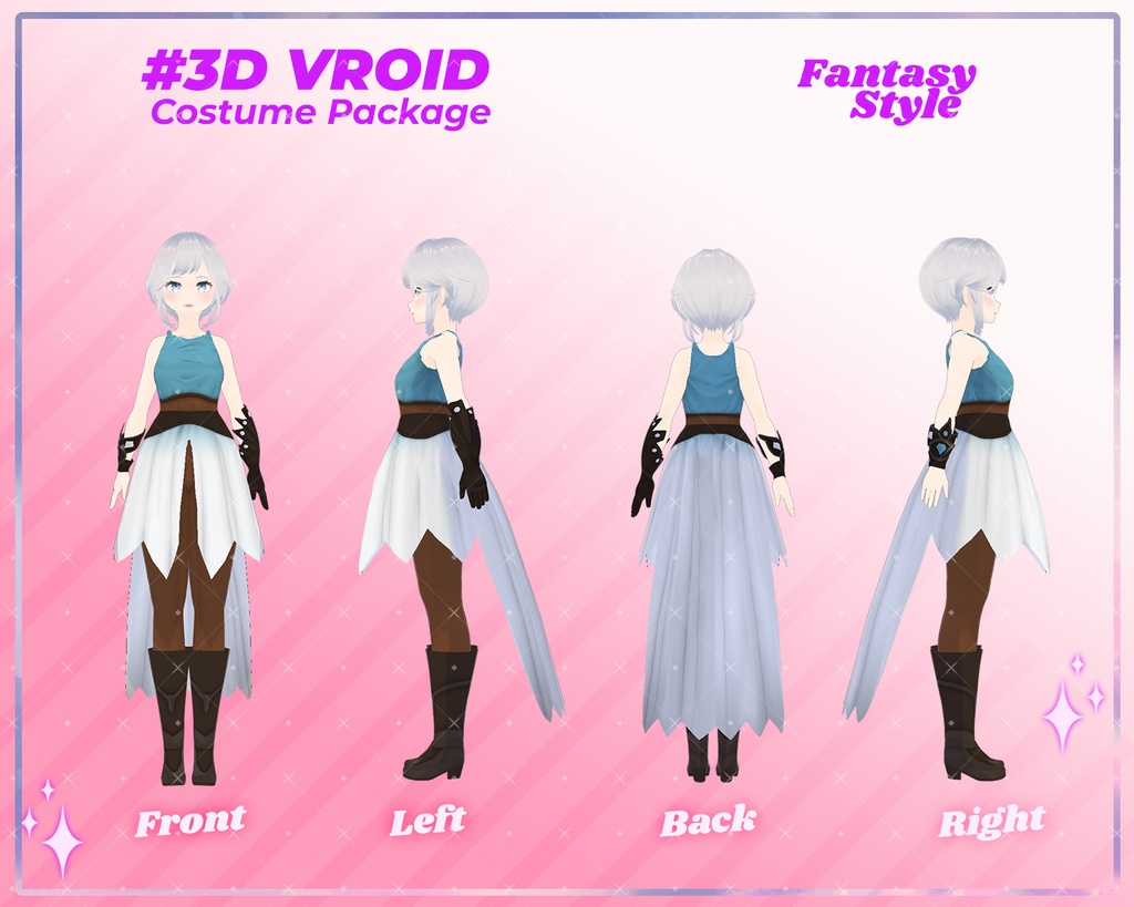 3D VRoid Outfit Pack Warrior & Enchanted Fantasy Dresses for VRoid Models | VRoid Clothes, VRoid Adventurer Fashion, VRoid RPG Outfit