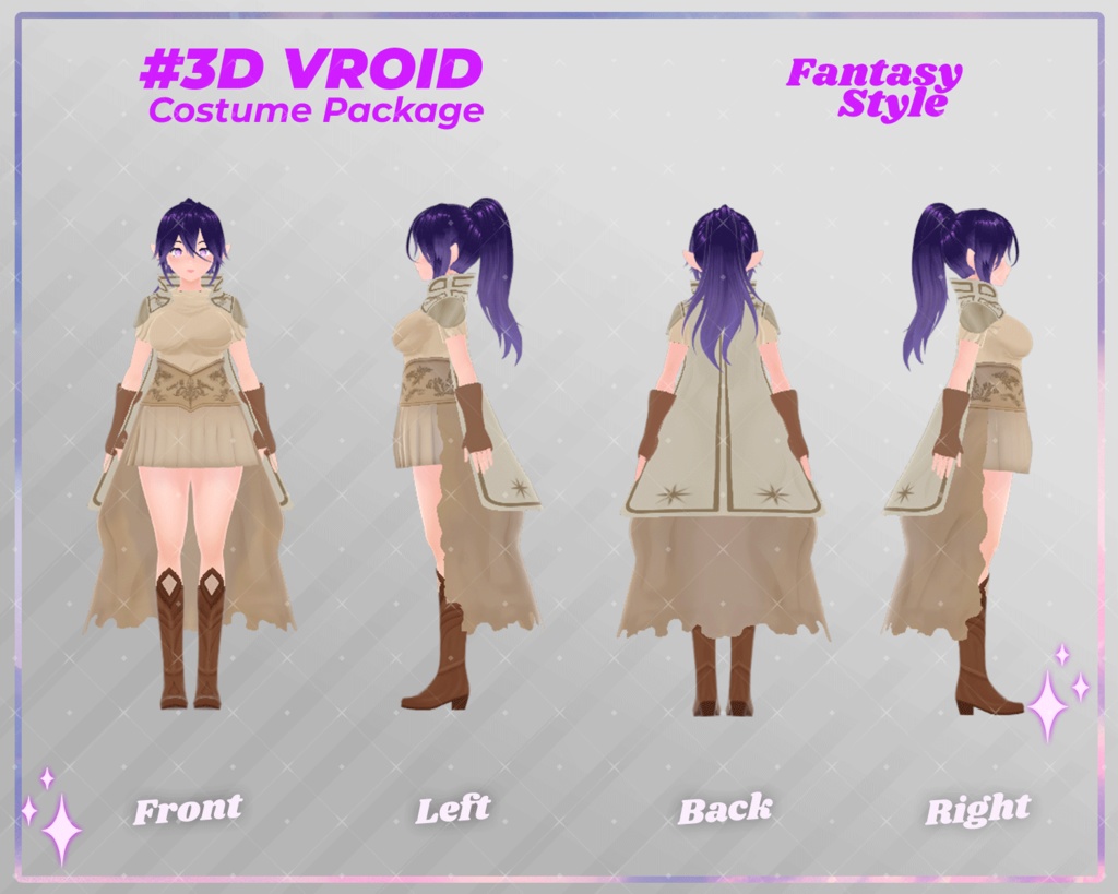 3D VRoid Outfit Pack Heroic & Mystic Fantasy Costumes for VRoid Models | VRoid Clothes, VRoid Knight Dress, VRoid Dark Sorceress Outfit