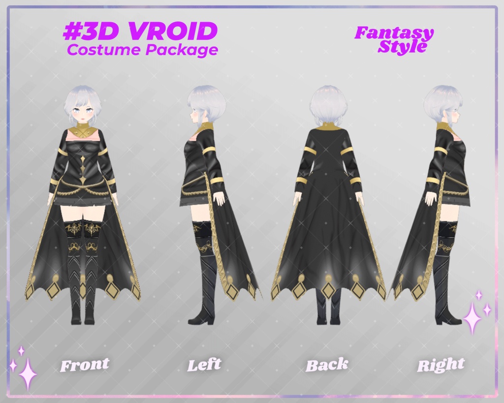 3D VRoid Outfit Pack Heroic & Mystic Fantasy Costumes for VRoid Models | VRoid Clothes, VRoid Knight Dress, VRoid Dark Sorceress Outfit