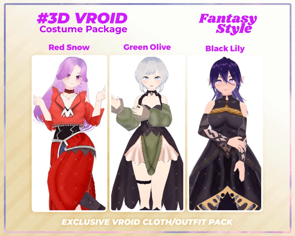 3D VRoid Outfit Pack Enchanted Fantasy Clothes for VRoid Models | VRoid Clothes, VRoid Costume, VRoid Fashion