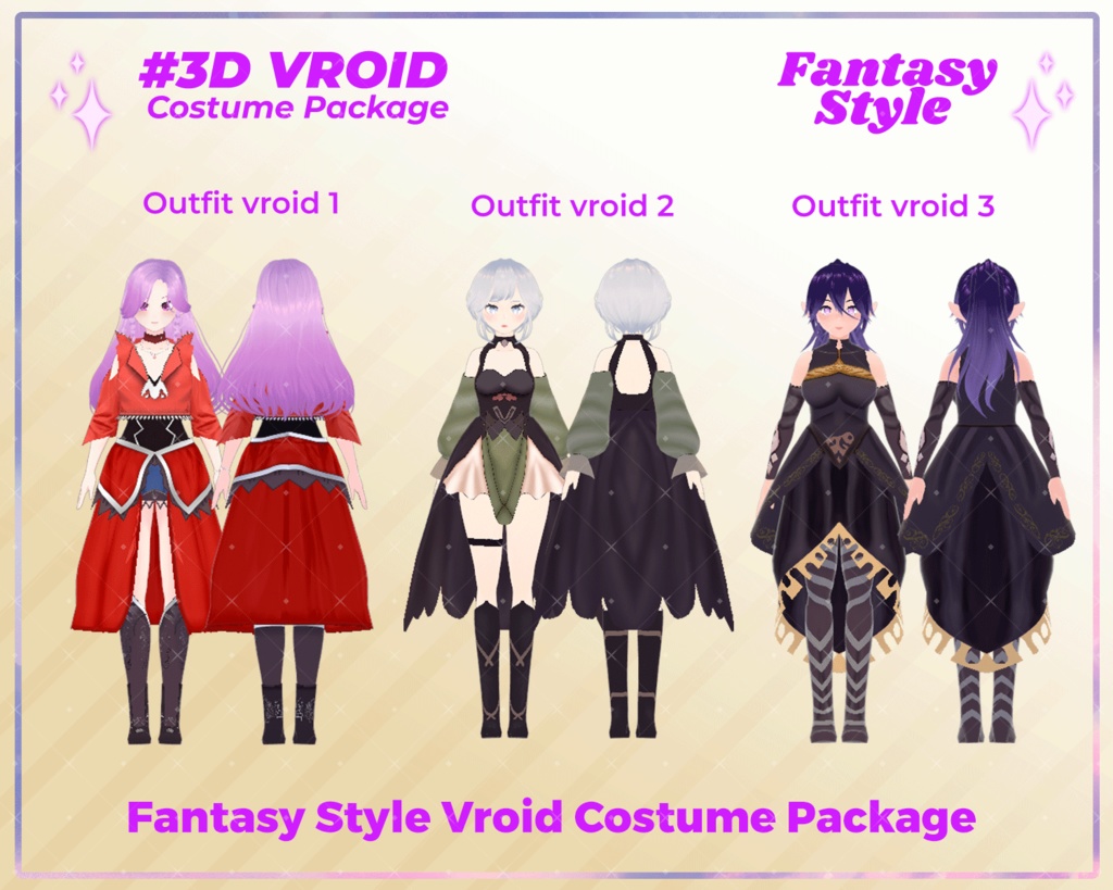 3D VRoid Outfit Pack Enchanted Fantasy Clothes for VRoid Models | VRoid Clothes, VRoid Costume, VRoid Fashion