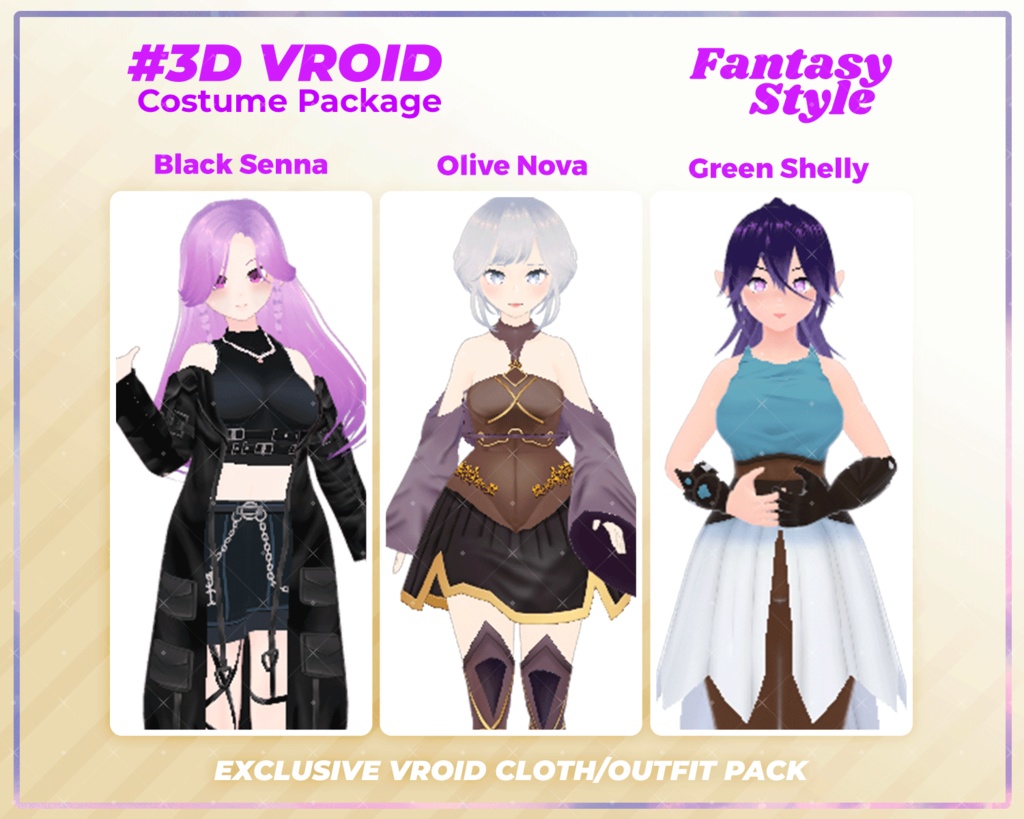 3D VRoid Outfit Pack Dark & Mystic Fantasy Clothes for VRoid Models | VRoid Clothes, VRoid Costume, VRoid Fashion