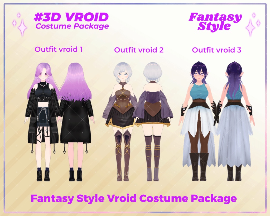 3D VRoid Outfit Pack Dark & Mystic Fantasy Clothes for VRoid Models | VRoid Clothes, VRoid Costume, VRoid Fashion