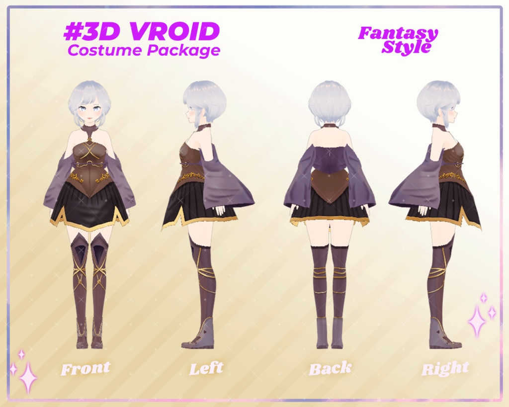 3D VRoid Outfit Pack Dark & Mystic Fantasy Clothes for VRoid Models | VRoid Clothes, VRoid Costume, VRoid Fashion