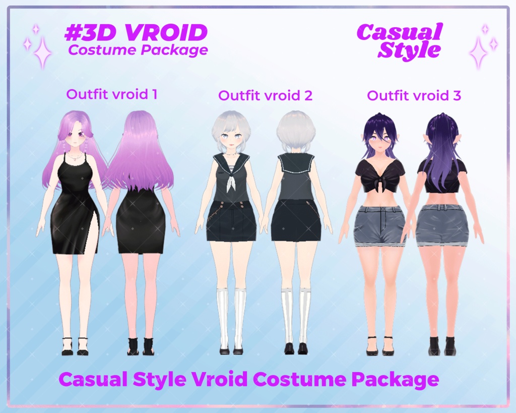 3D VRoid Outfit Pack Chic & Trendy Casual Wear for VRoid Models | VRoid Clothes, VRoid Costume, VRoid Fashion