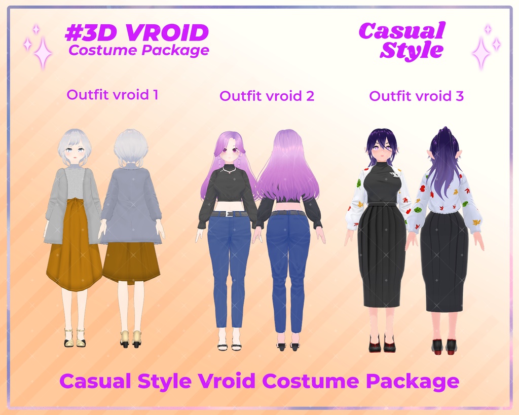 3D VRoid Outfit Pack Chic & Minimalist Casual Clothes for VRoid Models | VRoid Clothes, VRoid Costume, VRoid Fashion