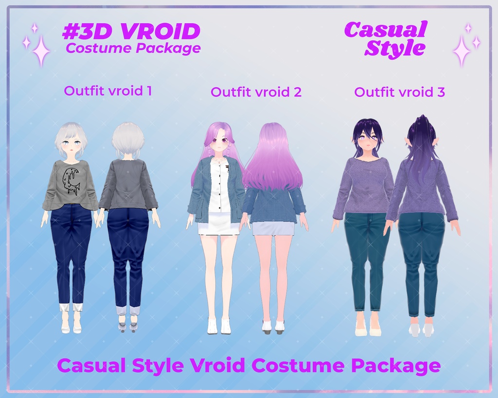 3D VRoid Outfit Pack Cozy & Trendy Casual Wear for VRoid Models | VRoid Clothes, VRoid Costume, VRoid Fashion