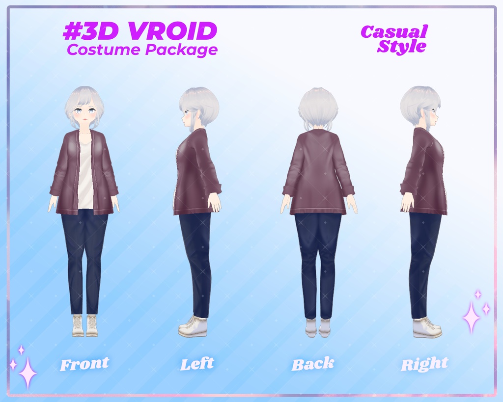 3D VRoid Outfit Pack Chic & Stylish Casual Attire for VRoid Models | VRoid Clothes, VRoid Costume, VRoid Fashion