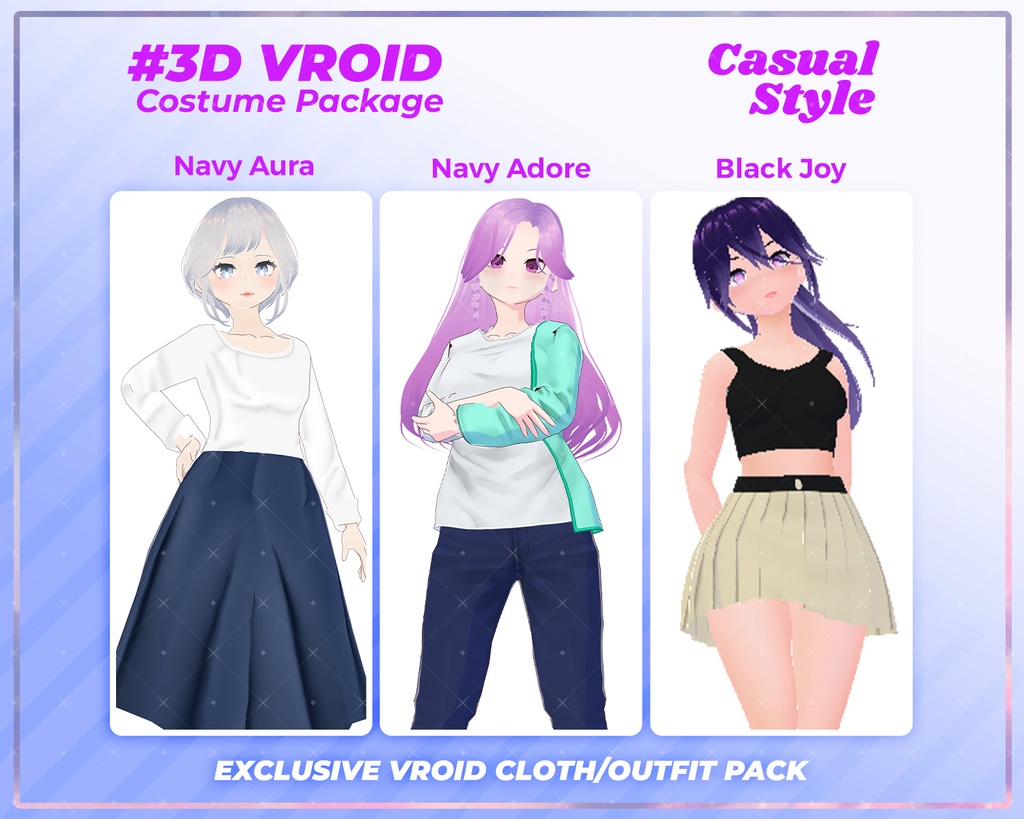 3D VRoid Outfit Pack Elegant & Trendy Casual Wear for VRoid Models | VRoid Clothes, VRoid Costume, VRoid Fashion
