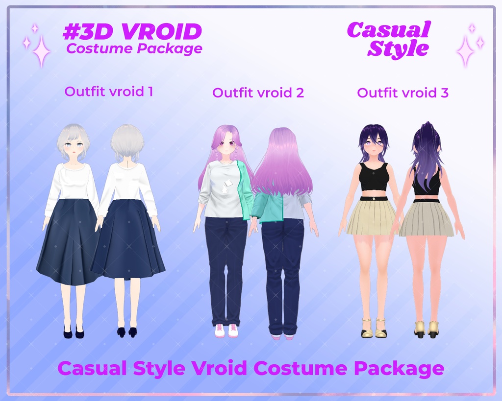 3D VRoid Outfit Pack Elegant & Trendy Casual Wear for VRoid Models | VRoid Clothes, VRoid Costume, VRoid Fashion