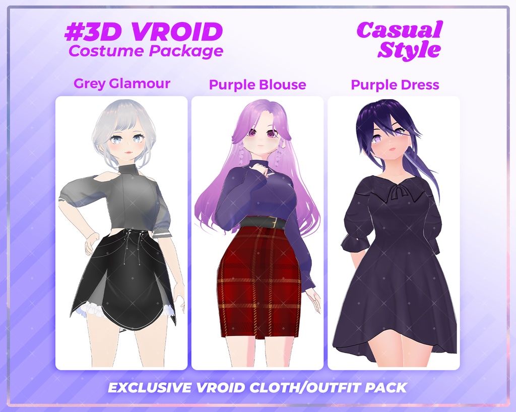 3D VRoid Outfit Pack Chic & Stylish Casual Dresses for VRoid Models | VRoid Clothes, VRoid Costume, VRoid Fashion