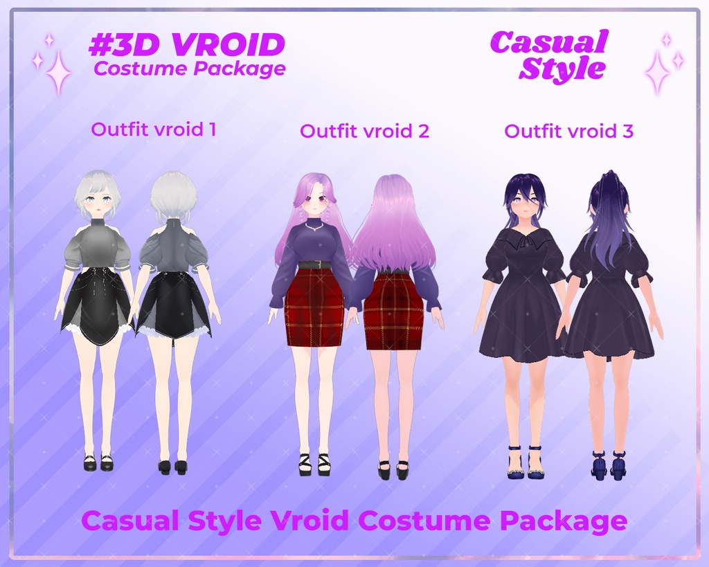 3D VRoid Outfit Pack Chic & Stylish Casual Dresses for VRoid Models | VRoid Clothes, VRoid Costume, VRoid Fashion