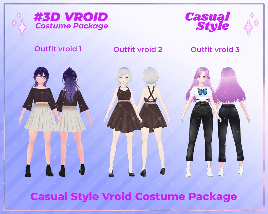 3D VRoid Outfit Pack Trendy & Cute Casual Clothes for VRoid Models | VRoid Clothes, VRoid Costume, VRoid Fashion