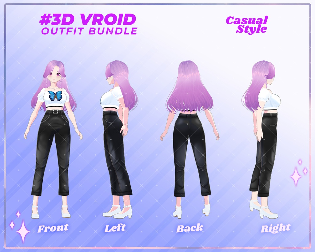 3D VRoid Outfit Pack Trendy & Cute Casual Clothes for VRoid Models | VRoid Clothes, VRoid Costume, VRoid Fashion