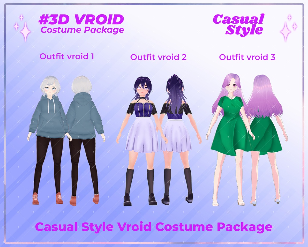 3D VRoid Outfit Pack Stylish & Relaxed Casual Clothes for VRoid Models | VRoid Clothes, VRoid Costume, VRoid Fashion