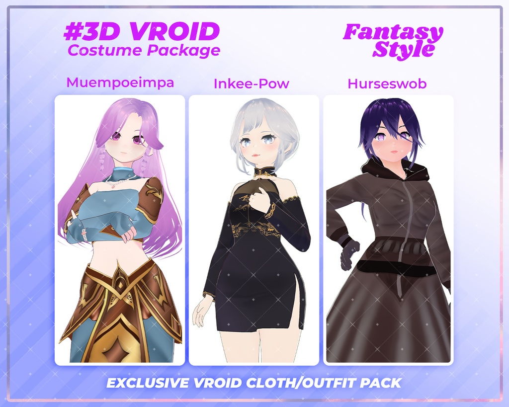 3D VRoid Outfit Pack Enchanted Fantasy Attire for VRoid Models | VRoid Clothes, VRoid Mystic Fashion, VRoid RPG Costume
