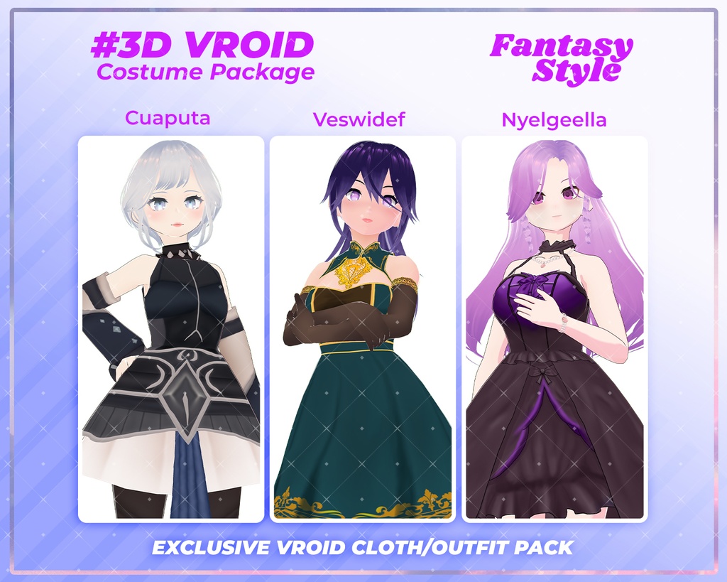3D VRoid Outfit Pack Elegant Fantasy Dresses for VRoid Models | VRoid Clothes, VRoid Enchanted Gown, VRoid Mystic Fashion