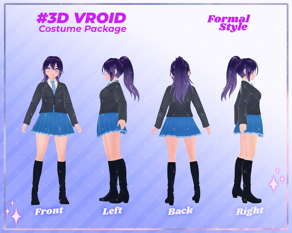 3D VRoid Outfit Pack Elegant Formal Attire for VRoid Models | VRoid Clothes, VRoid Business Wear, VRoid Professional Fashion