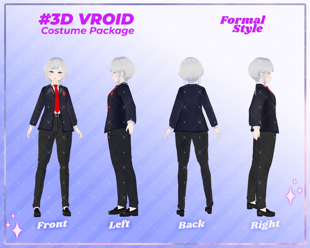 3D VRoid Outfit Pack Elegant Formal Suits for VRoid Models | VRoid Clothes, VRoid Business Fashion, VRoid Office Wear, VRoid Professional Attire