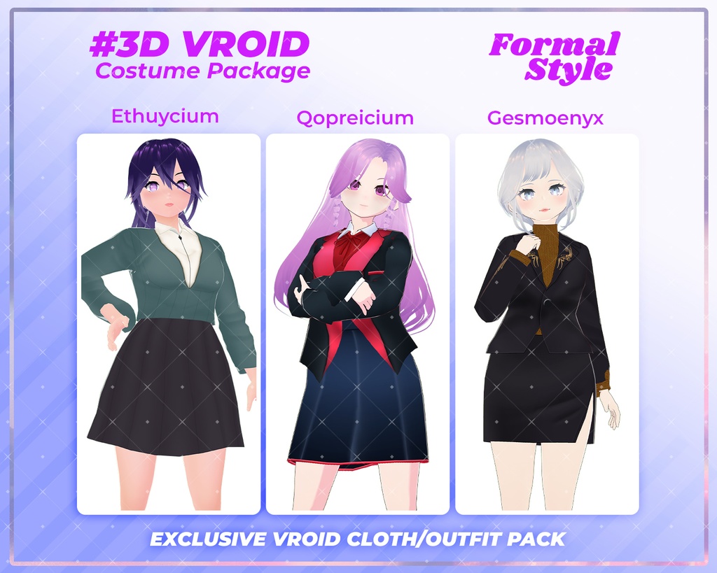 3D VRoid Outfit Pack Stylish Formal Wear for VRoid Models | VRoid Clothes, VRoid Business Fashion, VRoid Professional Attire