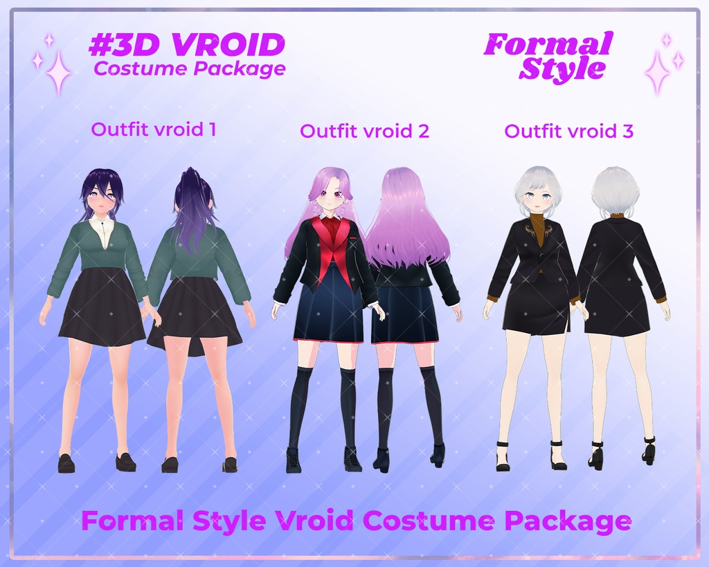 3D VRoid Outfit Pack Stylish Formal Wear for VRoid Models | VRoid Clothes, VRoid Business Fashion, VRoid Professional Attire