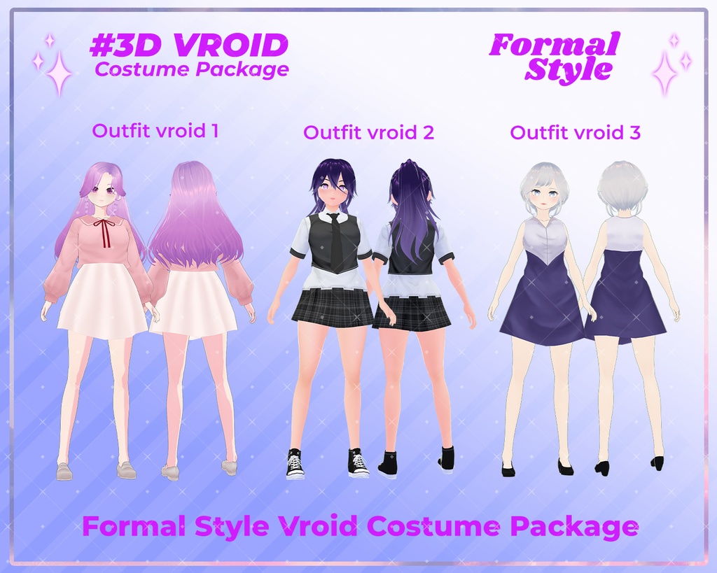 3D VRoid Outfit Pack Elegant & Cute Formal Wear for VRoid Models | VRoid Clothes, VRoid School Uniform, VRoid Office Attire