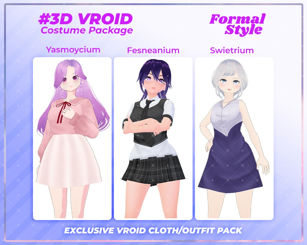 3D VRoid Outfit Pack Elegant & Cute Formal Wear for VRoid Models | VRoid Clothes, VRoid School Uniform, VRoid Office Attire