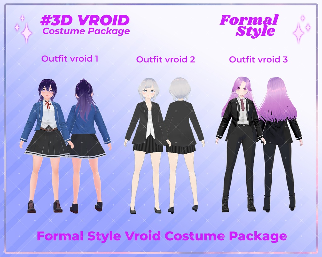 3D VRoid Outfit Pack Stylish & Professional Formal Wear for VRoid Models | VRoid Clothes, VRoid Business Attire, VRoid School Uniform