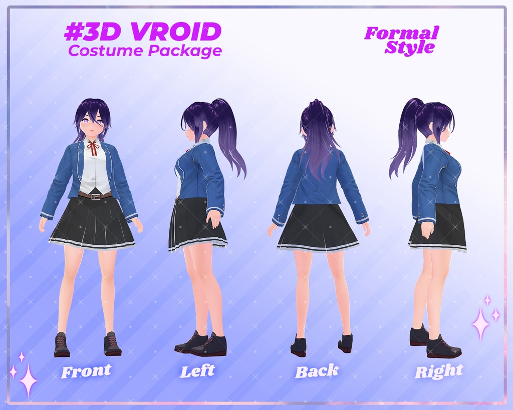 3D VRoid Outfit Pack Stylish & Professional Formal Wear for VRoid Models | VRoid Clothes, VRoid Business Attire, VRoid School Uniform