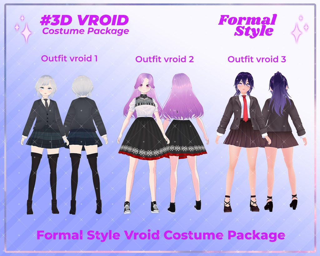 3D VRoid Outfit Pack Elegant & Classic Formal Wear for VRoid Models | VRoid Clothes, VRoid Business Attire, VRoid Dress, VRoid Suit