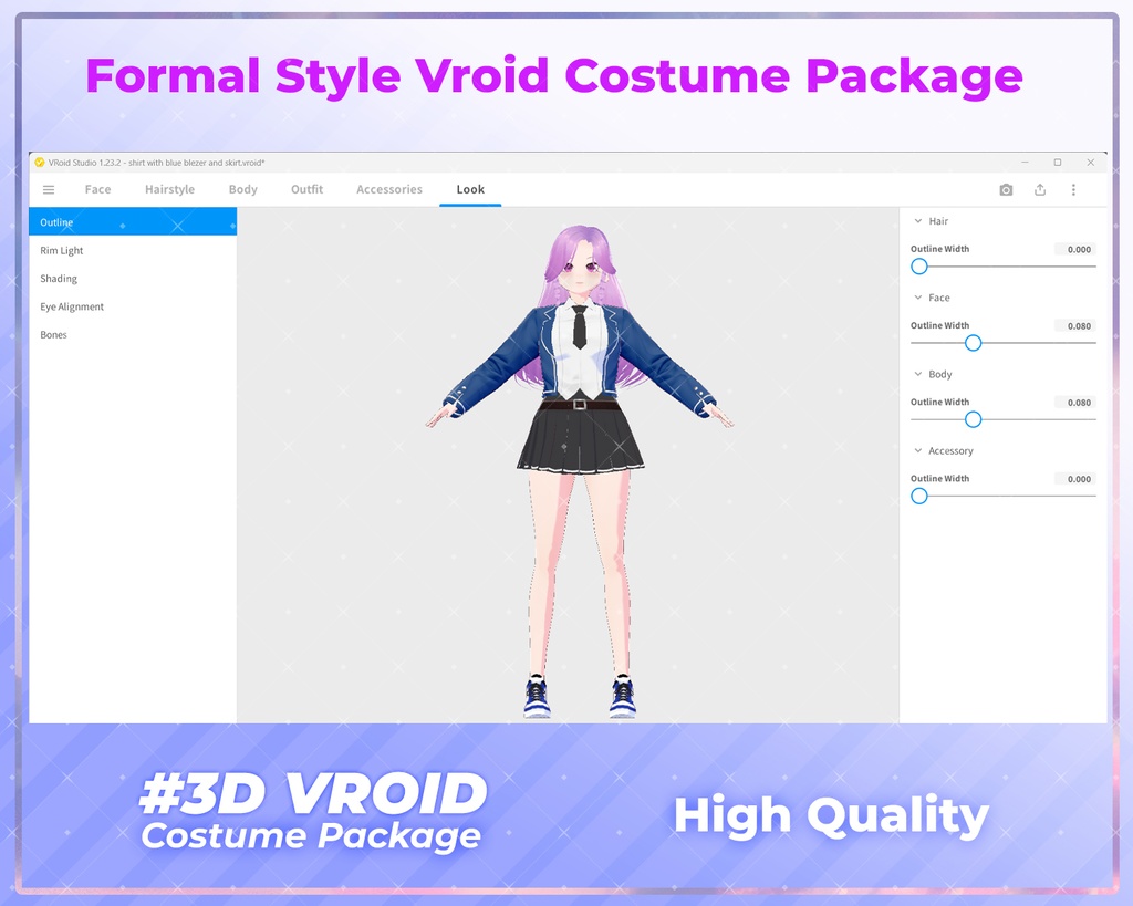 3D VRoid Outfit Pack Professional & Academy Formal Wear for VRoid Models | VRoid Clothes, VRoid Suit, VRoid School Uniform, VRoid Business Attire