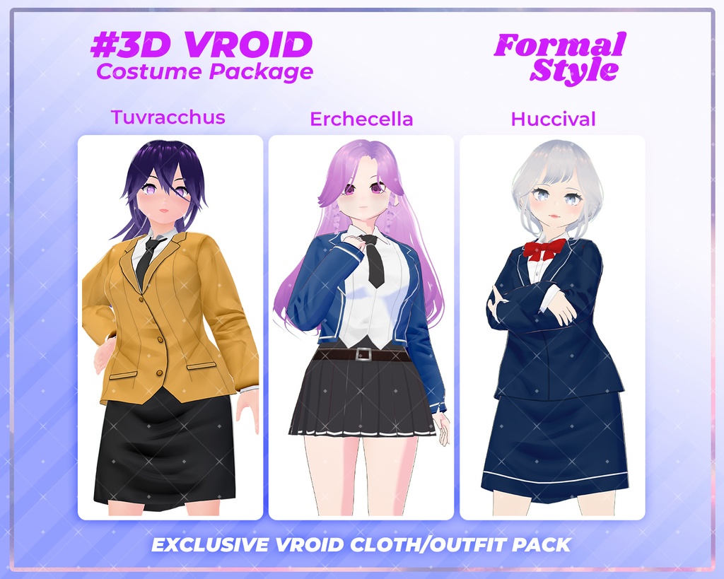 3D VRoid Outfit Pack Professional & Academy Formal Wear for VRoid Models | VRoid Clothes, VRoid Suit, VRoid School Uniform, VRoid Business Attire