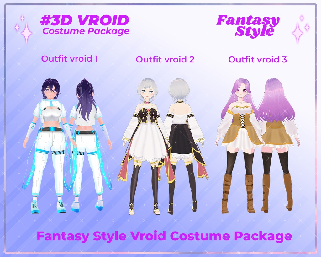 3D VRoid Outfit Pack Fantasy Kingdom & Magical Attire for VRoid Models | VRoid Clothes, VRoid Fantasy Wear, VRoid Enchanted Dress, VRoid Sorcerer Robe