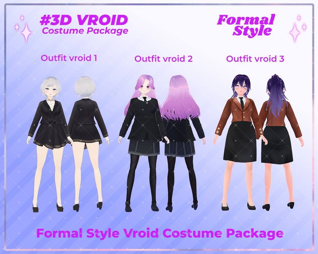 3D VRoid Outfit Pack Elegant Formal Attire for VRoid Models | VRoid Clothes, VRoid Business Wear, VRoid Professional Fashion, VRoid Suit & Blazer