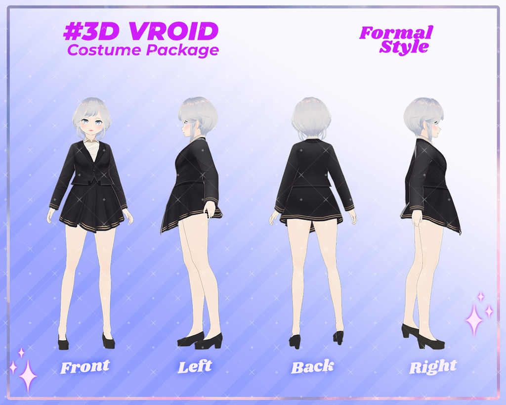 3D VRoid Outfit Pack Elegant Formal Attire for VRoid Models | VRoid Clothes, VRoid Business Wear, VRoid Professional Fashion, VRoid Suit & Blazer