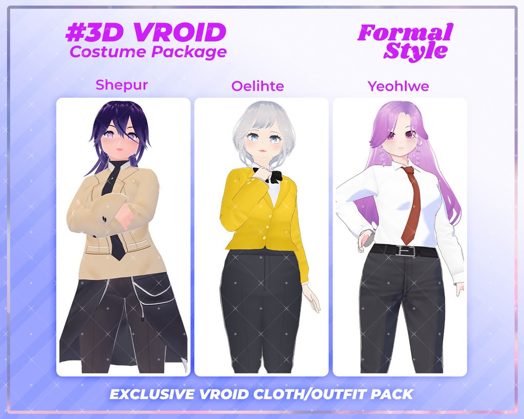 3D VRoid Outfit Pack Stylish Business Suits & Ties for VRoid Models | VRoid Clothes, VRoid Professional Attire, VRoid Executive Wear, VRoid Formal Fashion