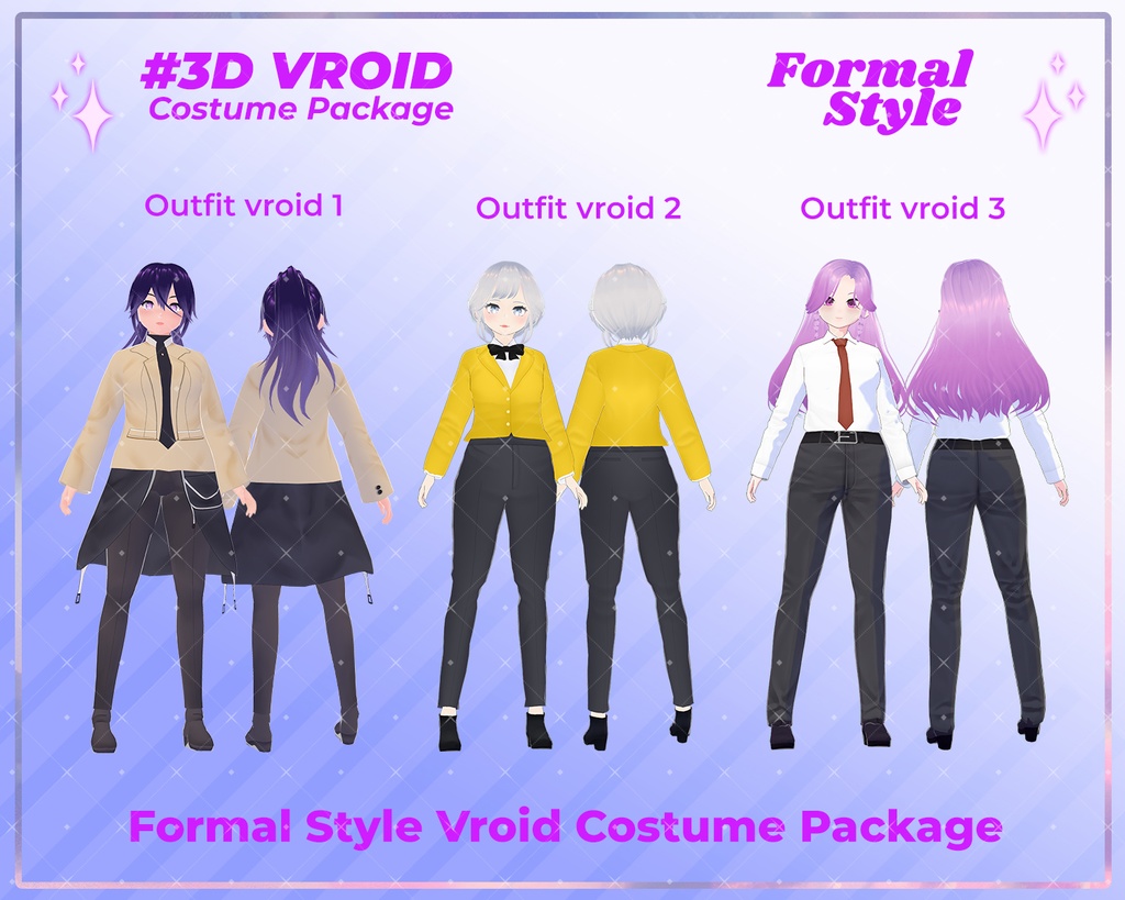 3D VRoid Outfit Pack Stylish Business Suits & Ties for VRoid Models | VRoid Clothes, VRoid Professional Attire, VRoid Executive Wear, VRoid Formal Fashion