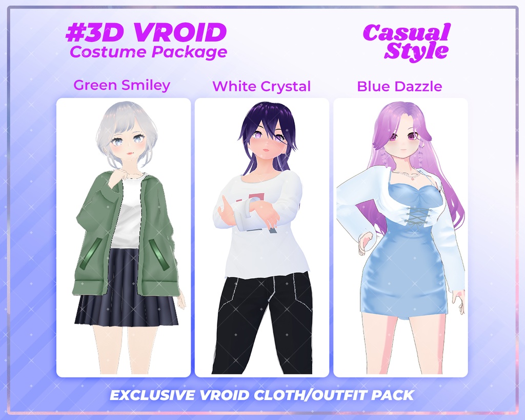 3D VRoid Outfit Pack Trendy Casual Wear for VRoid Models | VRoid Clothes, VRoid Everyday Fashion, VRoid Urban Style, VRoid Modern Outfit