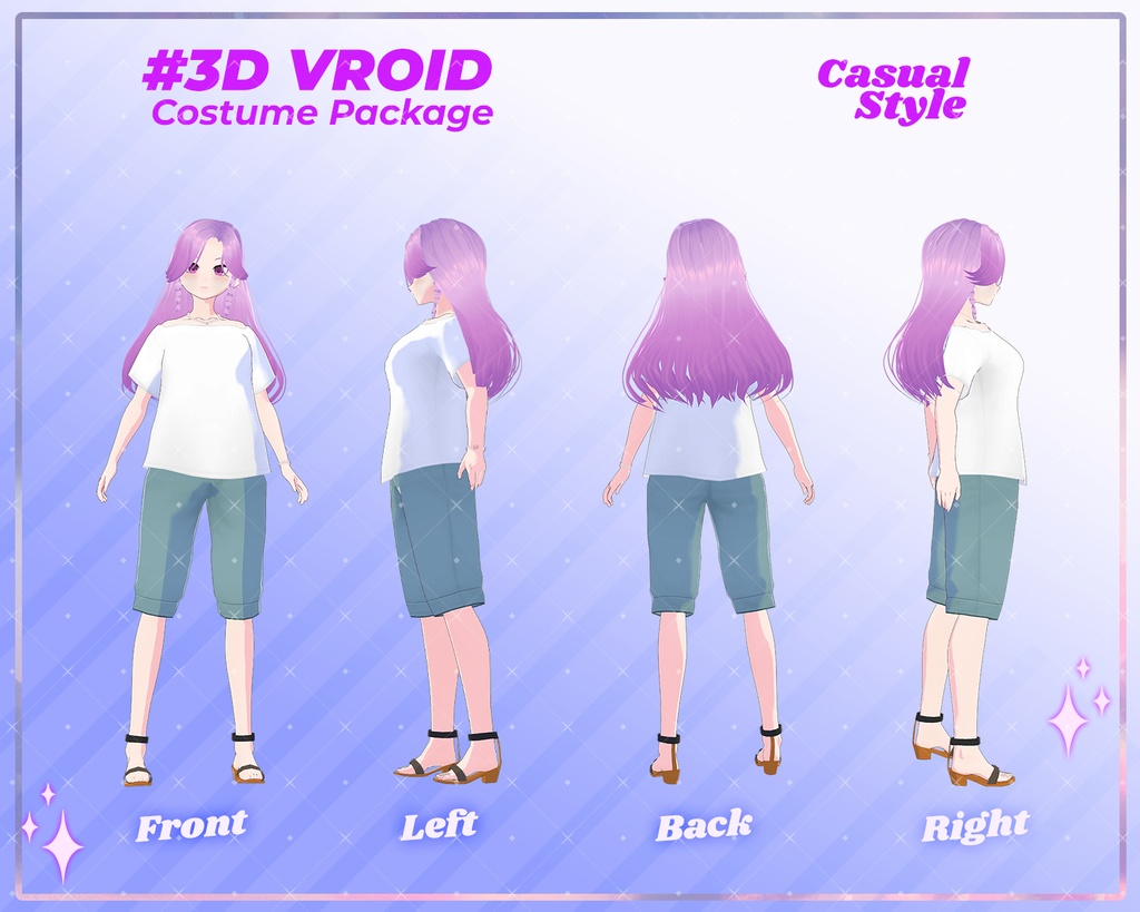 3D VRoid Outfit Pack Relaxed Casual Wear for VRoid Models | VRoid Clothes, VRoid Comfy Fashion, VRoid Everyday Outfit, VRoid Chill Attire