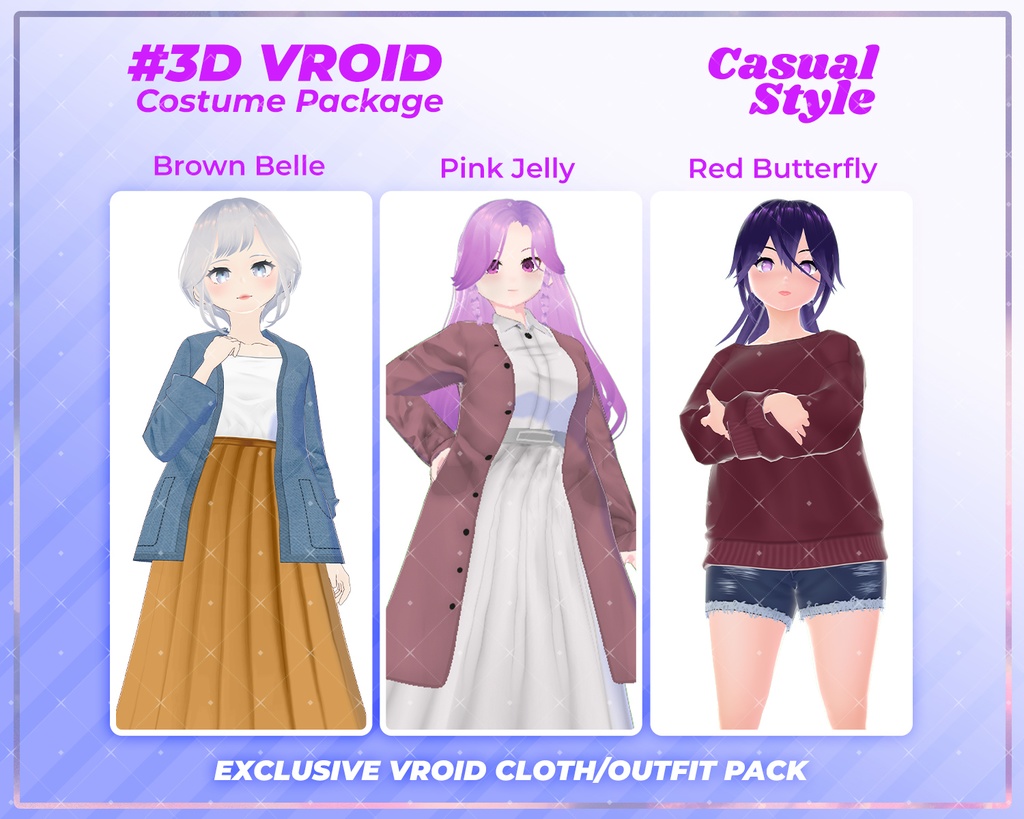 3D VRoid Outfit Pack Cozy & Stylish Casual Wear for VRoid Models | VRoid Clothes, VRoid Fashion, VRoid Custom Outfit