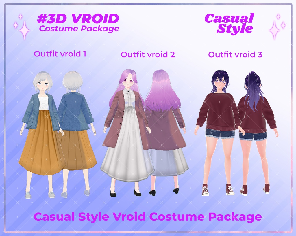3D VRoid Outfit Pack Cozy & Stylish Casual Wear for VRoid Models | VRoid Clothes, VRoid Fashion, VRoid Custom Outfit